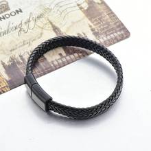 TOUCHEART Punk Men Magnetic Clasp Bracelet&Bangles Charms For Women Black Braided Leather Jewelry Friendship Bracelets SBR190180 2024 - buy cheap