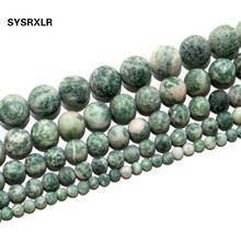 Cuentas redondas sueltas para fabricación de joyas, piedra Natural de pulido opaco, punto verde, DIY, pulsera, collar, 4/6/8/10/12 MM, envío gratis 2024 - compra barato