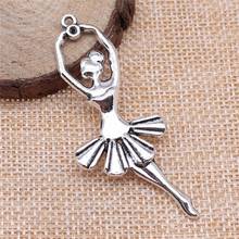 WYSIWYG 3pcs Charms Ballet Dancer Ballerina 61x24mm Antique Making Pendant Vintage Tibetan Silver Color DIY Handmade Jewelry 2024 - buy cheap