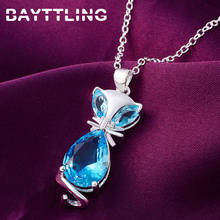 Bayttling-colar de pingente de raposa, prata esterlina, 18 tamanhos, cristal azul, zircônio, joia, luxo, casamento, presente, joias 2024 - compre barato