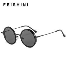 Женские солнцезащитные очки FEISHINI, готические круглые зеркальные очки в стиле стимпанк, винтажные затемненные очки 2024 - купить недорого