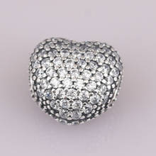 S925 Bead DIY Jewelry Open My Heart Clips Stoppers Cyrstal Charm fit Lady Bracelet Bangle Clear CZ 2024 - buy cheap