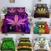 Drop Shipping Weed Leaves Bedding set Soft Microfiber Plant Duvet Cover Sets Queen King Size Quilt Covers With Pillowcase 2/3pcs 2024 - buy cheap