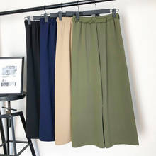 2020 Women Chiffon Pants Spring Summer High Waist Wide Leg Pant Female Loose Holiday Solid Ankle-Length Pant Trouser With Belt 2024 - buy cheap
