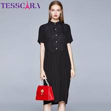 TESSCARA Women Summer Elegant Dress Shirt High Quality Long Office Party Robe Femme Vintage Patchwork Designer Casual Vestidos 2024 - buy cheap