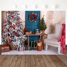Christmas theme Backdrop Photography Wood floor House wreathv Background for Photo Studio Christmas tree Gift Chair Photocall 2024 - buy cheap