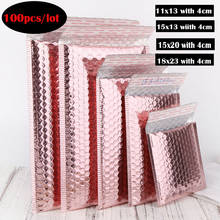 100 unids/lote de sobres de burbujas de oro rosa claro, bolsas de papel de aluminio, sobres acolchados de envío, bolsa de correo de burbujas impermeable 2024 - compra barato