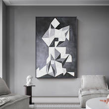 Pintura abstrata geométrica em tela, posteres e impressão, imagem simples preta e branca, arte de parede para sala de estar, quarto 2024 - compre barato
