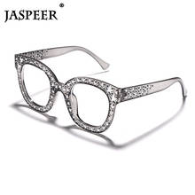 JASPEER Shiny Many Stars Sunglasses Square Women Brand Glasses Designer Fashion Cat Eye Female Shades UV Protection 2024 - buy cheap
