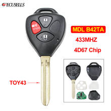 3 Button Remote Key Smart Car Key 433MHz 4D67 Chip MDL B42TA Uncut Blade For Toyota Hilux 2005 2006 2007 2008 2024 - buy cheap