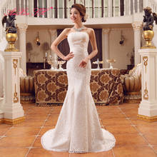 AnXin SH-vestido de boda vintage sin tirantes, de lujo, con encaje de flores y Sirena blanca, sin mangas, trompeta, color blanco 2024 - compra barato