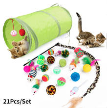 21Pcs/Set Pet Kit Collapsible Tunnel Cat Toy Dog Cat Interactive Play Supplies Fun Channel Feather Balls Mice Shape Pet Kitten 2024 - buy cheap