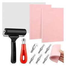 Rubber Stamp Making Kit,Block Printing Tool Kit,Linoleum Cutter with 6 Type Blades,Tracing Paper for Craft Stamp Carving 2024 - buy cheap