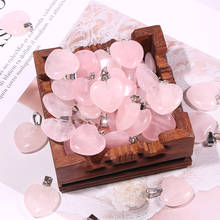 Кварцевые кристаллы в форме сердца, натуральная лампа, 30 шт. в партии, розовое ожерелье, аксессуары 20 мм, модное очарование для изготовления ювелирных изделий 2024 - купить недорого