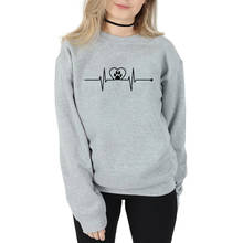 Cute Paw Heartbeat 100%Cotton Sweatshirt Funny Fur Mama Gift Pullovers Harajuku Women Hipster Graphic Jumper Dog Mom Sweatshirts 2024 - buy cheap