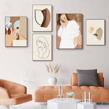 Pintura abstrata morandi, posteres e impressões, estética, linha moderna, imagens de arte de parede para sala de estar, quarto, decoração de casa 2024 - compre barato