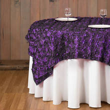 Toalha de mesa bordada com renda rosa, toalha de mesa redonda, cobertura branca para tv, capa de arca, tecido, bandeira de casamento, decoração 2024 - compre barato