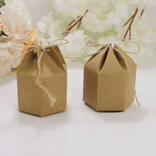 Cajas de Regalo creativas de Papel Kraft para dulces, forma hexagonal de linterna, regalos de pastel, bolsas de embalaje 2024 - compra barato