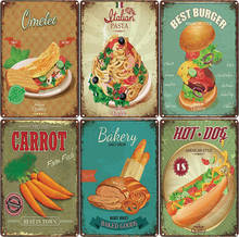 Cartel de Metal para decoración de pared, placa Retro Vintage para helado, postre, pintura de hierro, hamburguesa, perritos calientes, sándwich 2024 - compra barato