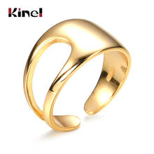 Kinel 925 Sterling Silver Glossy Openwork Rings Asymmetry Design Minimalist Elegant Open 14K Gold Ring Women Jewelry Party Gift 2024 - buy cheap