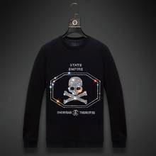 2021 Men Skull Rhinestones Hoodie Sweatshirt Fashion Streetwear Full Pullover Wide-waisted O Neck Cotton Mens Autumn Clothes 6XL 2024 - buy cheap