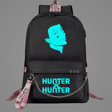 Новый Светящийся рюкзак с аниме HUNTERxHUNTER для мальчиков и девочек, школьные сумки для книг, женский рюкзак с USB-цепью, Холщовый Мужской Дорожный рюкзак для ноутбука 2024 - купить недорого