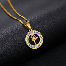 Cz Geometric Round Pendant Necklaces Necklaces Stainless Steel Bijoux Femme Gold Color Rose Collares Necklace Birthday Gift 2024 - buy cheap