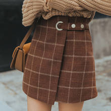 2020 Women'S Ulzzang Autumn And Winter Harajuku Thickened Woolen Plaid Retro Skirt Female Cute Japanese Kawaii Skirts For Women 2024 - buy cheap