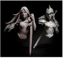 Conjunto de modelos em miniatura sem pintura, 1/10 guerreiro feminino antigo com espada e busto (sem base), inclui 2 figuras de resina 2024 - compre barato