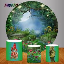 PHOTURT Dream Forest Circle Round Backdrops Birthday Party Mushroom Rock Cylinder Vinyl Photography Backgrounds Studio Props 2024 - buy cheap