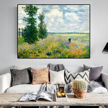 Impressão de claude monet poppers, pintura a óleo em tela, pôsteres e impressões na parede, imagem artística para decoração da sala de estar 2024 - compre barato