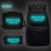 Stranger Things-mochila escolar luminosa, bolso de regreso a la escuela para adolescentes y niños, bolso de hombro de lona de viaje 2024 - compra barato