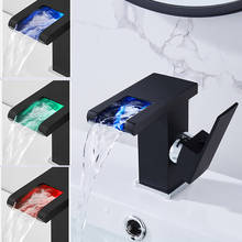 Torneira tipo cascata com led, torneira de água quente e fria com mudança de cor rgb, alimentada por fluxo de água 2024 - compre barato