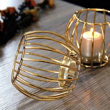 Candelabro criativo dourado com copo de metal, castiçal para mesa, decoração caseira 2024 - compre barato
