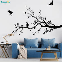 Ветка дерева Наклейка на стену наклейки с воронами вороны фрески для гостиной Декор с птицами художественные наклейки съемные YT5780 2024 - купить недорого