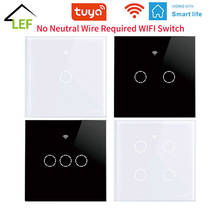 WiFi Wall Touch Switch EU No Neutral Wire Required Smart Light Switch 1/2/3/4 Gang Tuya Smart Home Support Alexa Google Home 2024 - buy cheap