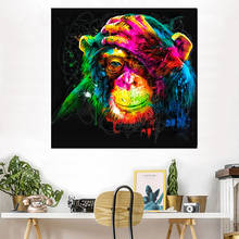 Pensando macaco animal amor citações lona poster impressão da arte ideia criativa bom trabalho parede imagem pintura casa crianças quarto decoração 2024 - compre barato