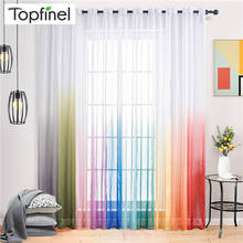 Gradient Tulle Curtains for Living Room Bedroom Kitchen Transparent Sheer Curtain Home Decor Window Drapes European American 2024 - buy cheap