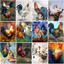 Pintura de diamantes 5D DIY de pollos, Animal, gallina, gallo, Diamante redondo completo de resina, mosaico de diamantes de imitación, decoración del hogar 2024 - compra barato