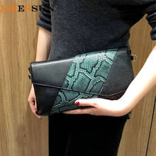 XMESSUN Vintage Snake Pattern Folding Envelope Bag Pouch Brand Design Genuine Leather Clutch Bag Women Shoulder Messenger Bag 2024 - buy cheap