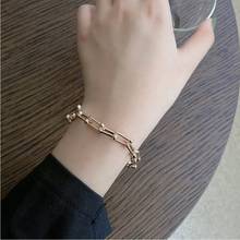 Pulsera de herradura en forma de U para mujer, Joyería Moderna hecha a mano, con broche geométrico, de viento frío, estilo Punk, americano y europeo, SAB133 2024 - compra barato