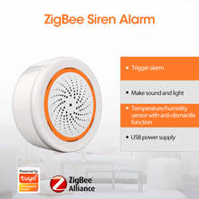 Tuya-alarme inteligente zigbee, sirene com sensor de luz, temperatura e umidade, 90db, bateria integrada, 3 em 1, sensor zigbee, vida inteligente 2024 - compre barato