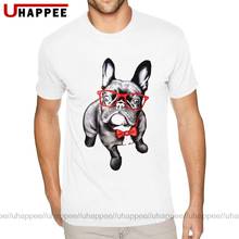 Camiseta masculina de buldogue francês, camiseta personalizada de algodão pesado com laço e manga curta 2024 - compre barato