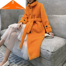 Feminino de pele real do vintage longo ovelhas corte jaqueta roupas femininas 2020 coreano moda 100% lã casaco topo hiver 908990 2024 - compre barato