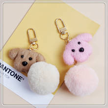 New Handmade Fur Ball Teddy Bear Puppy Keychain Airpods Bag Pendant Jewelry gift Key Chain 2024 - buy cheap