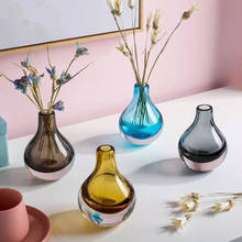 Multicolr vasos de vidro garrafas de flores pequena decoração bonito casa nordic seco transparente hidropônico criativo garrafas redondas 2024 - compre barato