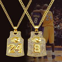 Collar de baloncesto con personalidad para hombre, Jersey de acero inoxidable, cadena larga chapada en oro, joyería de Hip Hop, joyería de aniversario de Kobe 2024 - compra barato