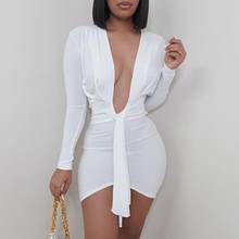 Women's Dresses Deep V-neck Skin-friendly Female Long Sleeve Tight Dress for Going Out Summer Elegant Lady Party Clothes Vestido 2024 - buy cheap