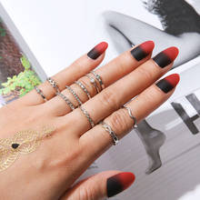10Pcs/ Set Bohemian Silver Plated Comfort Fit Rings Retro Pearl Wave Joint Knuckle Finger Women's Ring 2021 Trend Party Jewelry 2024 - buy cheap
