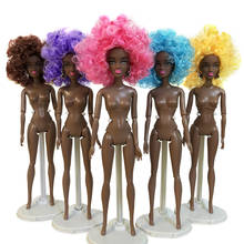 29 см африканская черная кукла тело с красочными кудрявыми волосами голова 11 суставов подвижная африканская кукла игрушка коричневая кукла лучший подарок игрушка 2024 - купить недорого